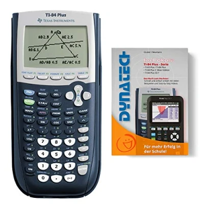 Abbildung von Texas Instruments TI 84 Plus Taschenrechner mit hilfreichem Arbeitsbuch Edition Grafikrechner + Buch Anwendungshilfe Händlergarantie Premium