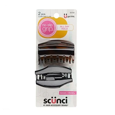 Abbildung von Scunci No slip Grip Basic Cover Hinge Jaw Clips, 6 Cm, 2 Count, Colors may vary by