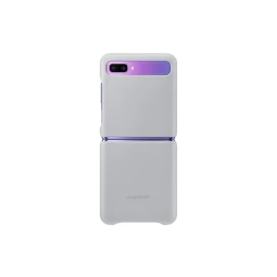 Abbildung von Samsung Galaxy Z Flip Hülle Echtleder Hard Case/Backcover Handyhülle Silber