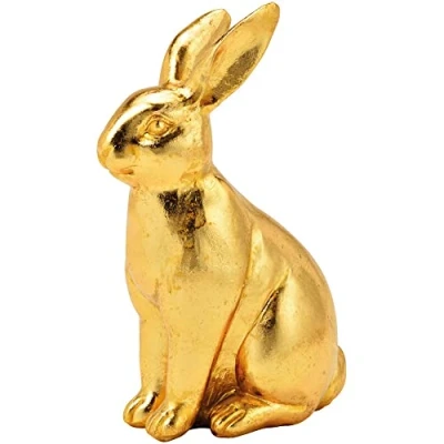 Abbildung von matches21 Osterhase Hase Ostern Hasenfigur Dekofigur Osterdeko Frühlingsdeko Polyresin Gold 1 STK 10x16x6 cm