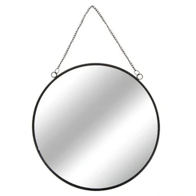 Abbildung von Mojawo Spiegel Runder Wandspiegel / Hängespiegel schwarz mit Kette Ø 30 cm