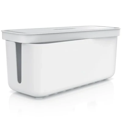 Abbildung von CSL Kabelbox mit Gummifüßen Kabelmanagement Kabelkasten Box zum Kabel verstecken Mehrfachstecker Organisator Handy Ladebox Schutz und Sicherheit Anti Rutsch Boden weiß
