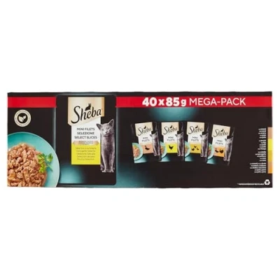 Abbildung von SHEBA Mini Filets Frischebeutel in Sauce, Auswahl mit Geflügel für ausgewachsene Katzen 40 x 85 g