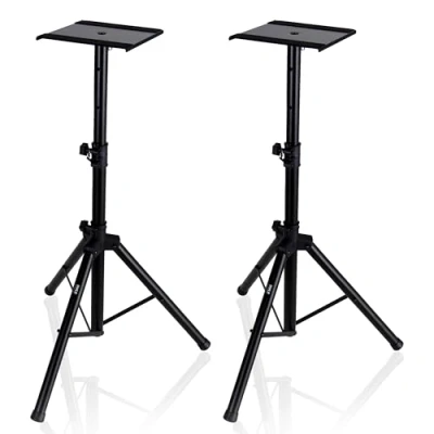 Abbildung von Pyle Lautsprecherständer Dual Monitor stand, Studio Boxenständer, Höhenverstellbar 86 135 cm &amp; Zusammenklappbar, Dreibein Stativ mit Metallbasis, Rutschfest Stabil, Belastbar bis zu 40,8 kg