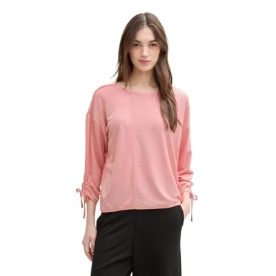 Abbildung von TOM TAILOR Denim Damen 1035680 T Shirt, 37181 Small Red White Stripe, Large