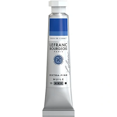 Abbildung von Lefranc Bourgeois 404960 extra feine Ölfarbe in Künstlerqualität aus hochwertigen Pigmenten, lebendige Farben, hohe Lichtechtheit, 20ml Tube Kobaltblau