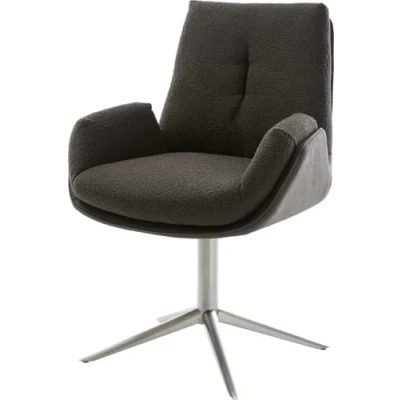 Abbildung von Drehstuhl Clea Flex Materialmix Schwarz Fußkreuz Edelstahl 360 drehbar Wippfunktion