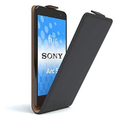 Abbildung von EAZY Case Hülle kompatibel mit Sony Xperia Arc S Flip Cover zum Aufklappen, Handyhülle aufklappbar, Schutzhülle, Flipcover, Flipcase, Flipstyle vertikal klappbar, aus Kunstleder, Schwarz