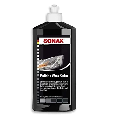 Abbildung von SONAX Polish+Wax Color NanoPro Schwarz (500 ml) Mittelstarke Politur mit Farbpigmenten und Wachskomponenten N. 02961000 820