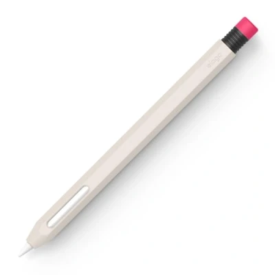 Abbildung von elago Klassische Hülle Kompatibel mit Apple Pencil 2. Generation Cover Hülle, Dauerhaftes Silikon, Klassisches Design, magnetischer Aufladung (Taupe)