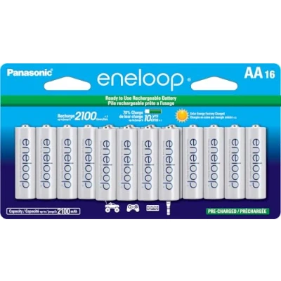 Abbildung von Panasonic BK 3MCCA16FA eneloop AA 2100 Cycle Ni MH Pre Charged Rechargeable Batteries, (package includes 16AA blue or white)