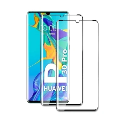 Abbildung von 2 Stück Schutzfolie für Huawei P30 Pro, 3D Gebogene vollständige Abdeckung Schutzglas Folie, Anti Kratzer, Öl, Bläschen, Einfache Installation