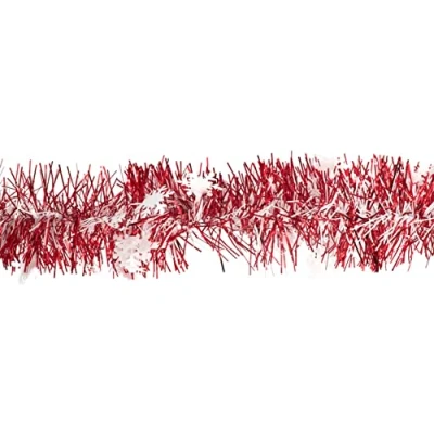 Abbildung von Creativery Girlanden, Weihnachtsgirlande Lametta 8cm x 2m inkl. Schneeflocken Rot / Weiß