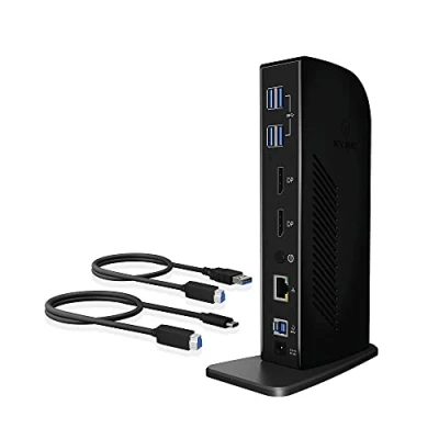 Abbildung von ICY BOX USB C Docking Station (12 in 1) für 2 Monitore (2x DisplayPort), 4K 60Hz, 6x 3.0 HUB, DisplayLink, Gigabit Ethernet, IB DK2242AC Windows, M1/M2 MacBook Air / Pro