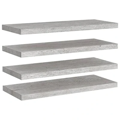Abbildung von vidaXL 4X Schweberegal Wandregal Schwebend Bücherregal Wandboard Hängeregal Dekoregal Freischwebend Regal Betongrau 80x23,5x3,8cm MDF