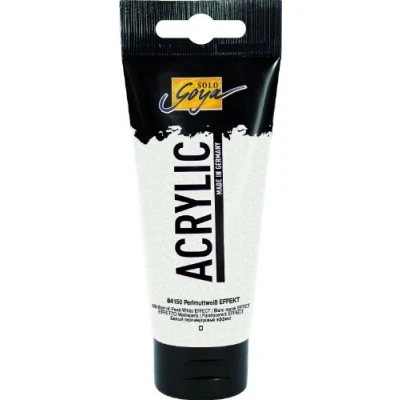 Abbildung von KREUL 84150 Solo Goya Acrylic, 100 ml Tube, perlmuttweiß, cremige vielseitig einsetzbare Acrylfarbe in Studienqualität, auf Wasserbasis, schnell und matt trocknend, gut deckend, wasserfest