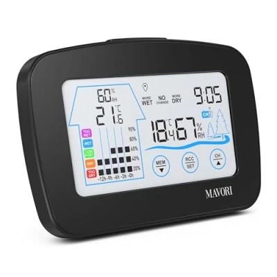 Abbildung von MAVORI Wetterstation Funk mit Außensensor Hygrometer Thermometer Funkwetterstation (Funk Innen und integrierter Funkuhr)