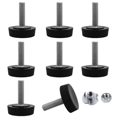 Abbildung von SKIR&#039;CO Möbel Nivellierfüße M6 x 20 mm, verstellbare runde Beine, 25 mm Durchmesser, Gewinde Nivellierfuß (Muttern im Lieferumfang enthalten), 8 Stück