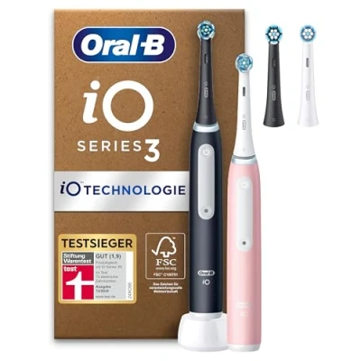 Abbildung von Oral B iO Series 3 Plus Edition Duopack Elektrische Zahnbürste, Matt Black/Blush Pink