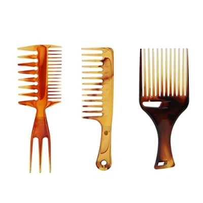Abbildung von 3pcs Professional Styling Kamm Set, Haar Pick Afro Glatte Kunststoff Friseur Werkzeug für Natürliche Lockige Stil