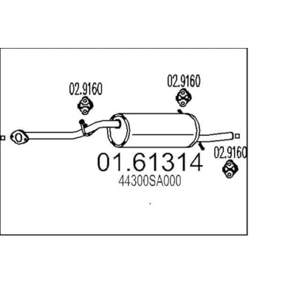 Abbildung von MTS 01.61314 Endschalldämpfer 1200 SUBARU: Forester II, I