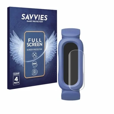 Abbildung von Savvies 4 Stück Full Screen Schutzfolie für Fitbit Ace 3 Cover Displayschutz Folie [3D Curved, Transparent, Anti Fingerabdruck]