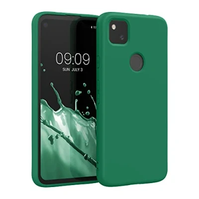 Abbildung von kwmobile Hülle kompatibel mit Google Pixel 4a gummierte TPU Silikon Handyhülle Schutzhülle für kabelloses Laden Case in Pixie Green