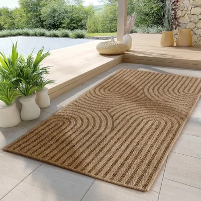 Abbildung von Carpettex Indoor Outdoor Teppich wetterfest, robust, pflegeleicht im natürlichen Jute Look, ideal für Wohnzimmer, Küche, Terrasse, Garten und Balkon, 80x150 cm