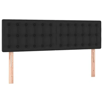 Abbildung von vidaXL Kopfteil 2 STK., Bettkopfteil mit Holzbeinen, Höhenverstellbar Polsterkopfteil für Bett, Betthaupt Bettzubehör Schlafzimmer, Schwarz 72x5x78/88cm Kunstleder