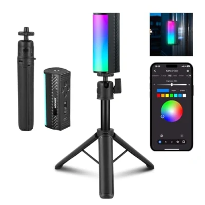 Abbildung von NEEWER Magnetischer Hand Lichtstab mit Tischstativ, 17 Szenen, APP Steuerung 360 voll RGB Mini LED Video Handlichtstab, 2500K 8500K dimmbar CRI97 für Fotografie Vlog TikTok, 2550mAh Akku, TL97C