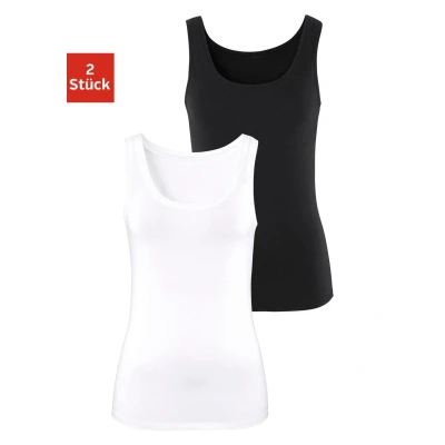 Abbildung von Lascana 2 PACK Top, Damen, Größe: 32/34, Schwarz/weiß