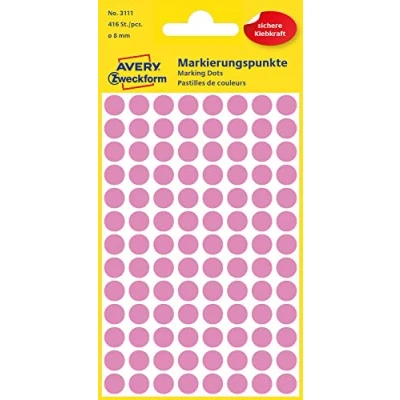 Abbildung von AVERY Zweckform 3111 Selbstklebende Markierungspunkte, Rosé (Ø 8 mm; 416 Klebepunkte auf 4 Bogen; Runde Aufkleber für Kalender, Planer und zum Basteln) Papier, matt