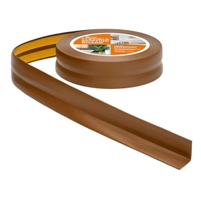 Abbildung von Quest Weichsockelleiste Selbstklebend 30 mm x Knickleiste, Abschlussleiste für Küche, Badezimmer Dichtungsband PVC, Flexibel, Wasserdicht, Dekorativ 10 Meter, Braun