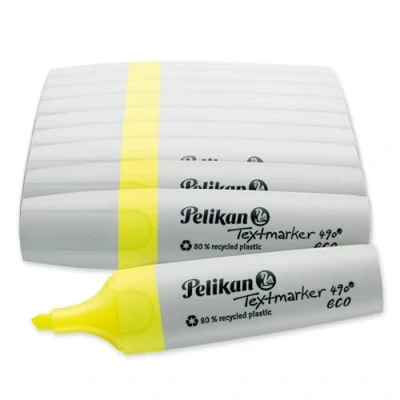 Abbildung von Pelikan Textmarker 490 eco, Neon Gelb, 10 Stück in Faltschachtel