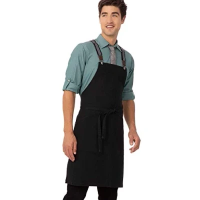 Abbildung von Chef Works Unisex Berkeley Latzschürze Arbeitsschürze, Strapse Jet Black W/Schwarz/Grau, Einheitsgröße