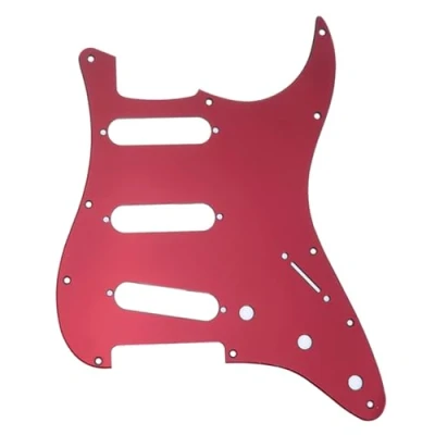 Abbildung von Musiclily 11 Löcher SSS Strat Pickguard Gitarre Schlagbrett für Fender American/Mexican Standard Stratocaster Modern Style E Gitarre,1 lagig Red Mirror