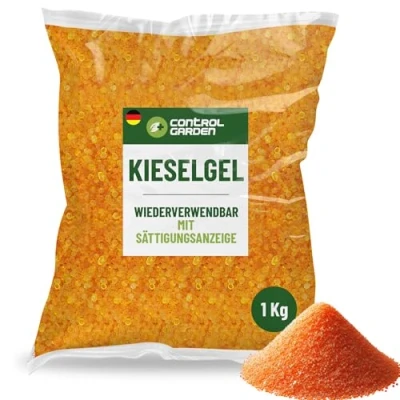 Abbildung von CONTROL GARDEN Silica Gel Orange 1 KG Silikagel Feuchtigkeitsabsorber Ungiftig Silikat Trockenmitteln Wiederverwendbar mit Sättigungsindikator Ideal für Schränke, Schubladen und Elektronik