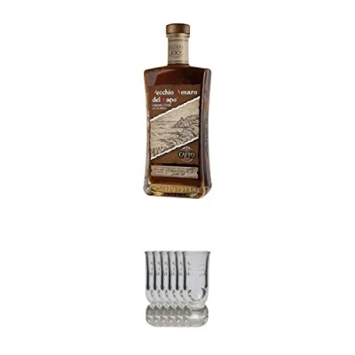 Abbildung von Caffo Vecchio RISERVA ANNIVERSARY 100 aus Italien 0,7 Liter + Shot Gläser mit Eichstrich 1 x 6er Set