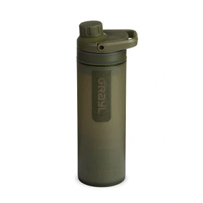 Abbildung von GRAYL UltraPress 16,9 oz Wasserreiniger &amp; Filterflasche für Wandern, Rucksackreisen, Survival, Reisen (Olive Drab)