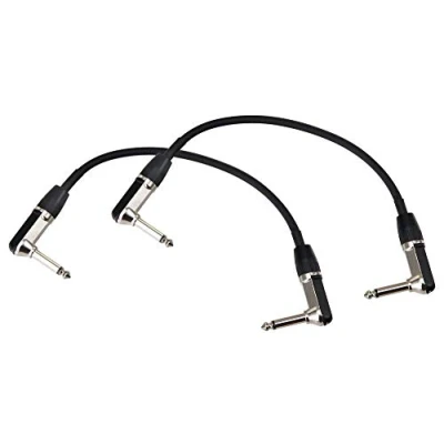 Abbildung von 2er Set Pronomic Stage INST A 030 Klinkenkabel (6,3 mm Winkelstecker, Patchkabel, Steckverbindung für Effektgeräte, Länge 0,3 m) Schwarz