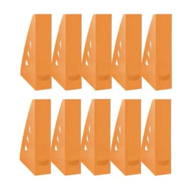 Abbildung von OFFICER PRODUCTS Stehsammler Modernes Design/ 10 Stück / A4 Farbe: Orange/Hart Kunststoff/Durchbrochen/Schreibtisch Organizer für Zeitschriften/Bruchsicher