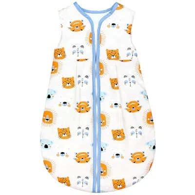 Abbildung von TupTam Ganzjahresschlafsack 2.5 TOG wattiert ärmellos Baby Schlafsack OEKO TEX, Farbe: Tierköpfe Orange Blau Weiß, Größe: 68 74