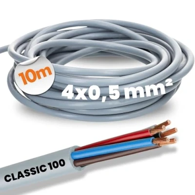 Abbildung von 10 Meter Lapp 00101234 Ölflex Classic 100 Steuerleitung 4x0,5 mm² ohne grün gelben Schutzleiter I Kabel 4 adrig Farbcodierte PVC Leitung