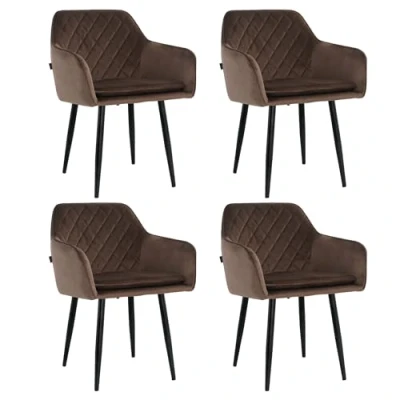 Abbildung von Mevsim Store Esszimmerstühle 4er Set Samt Braun Esszimmerstuhl mit Armlehnen und Kissen Ideal für Wohnzimmer, Büro Samtstühle Küchenstuhl Metallbeinen