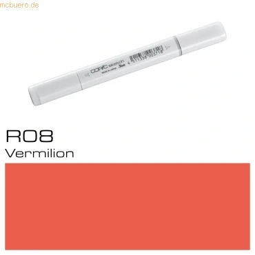 Abbildung von COPIC Sketch Marker Typ R 08, Vermilion, professioneller Pinselmarker, mit einer Super Brush Spitze und Medium Broad
