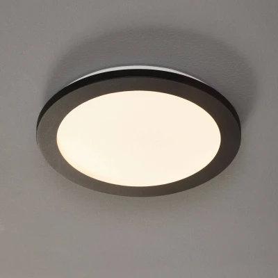 Abbildung von TRIO Leuchten LED Deckenleuchte Camillus, fest integriert, Warmweiß, matt schwarz Switch Dimmer, warmweiß 3000 K, Badezimmer geeignet, IP44