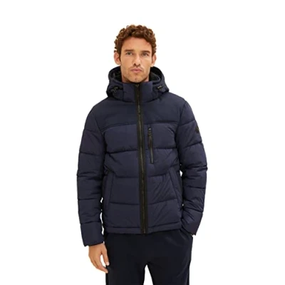 Abbildung von TOM TAILOR Herren Puffer Jacke mit Kapuze 1033545, 10668 Sky Captain Blue, XXL