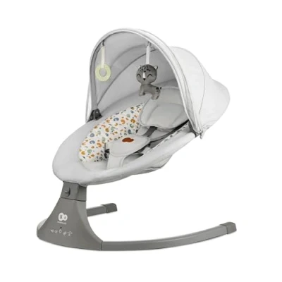 Abbildung von Kinderkraft LUMI 2 Babywippe, Elektrische Babyschaukel, Von der Geburt bis 9 Monate, Höhenverstellbar, 5 Schaukelmodi, 12 Melodien, Bogen mit Spielzeug, Dunkelgrau