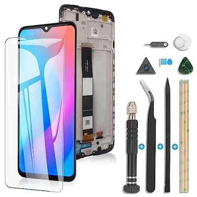 Abbildung von RongZy für Xiaomi Redmi 9A/Redmi 9C LCD Bildschirm Ersatz Touch Display Digitizer Montage ersetzt durch Reparaturwerkzeugsatz 10A (mit Rahmen)