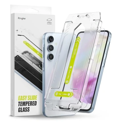 Abbildung von Ringke Easy Slide Glass Displayschutzfolie Kompatibel mit Samsung Galaxy A35 5G [2 Stück] 9H Härte Glas Schutzfolie Gleiten Installationswerkzeug